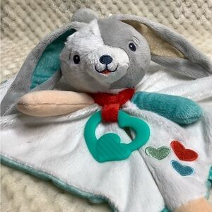 Baby Clementoni Bunny Lovey Security Blanket with Green Heart Teether 🐰